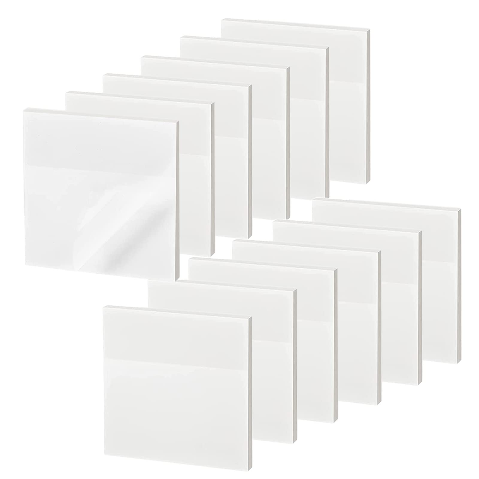 600 Sheet Transparent Sticky Notes, 3' X 3' Clear Sticky Notes Waterproof Self-Adhesive Translucent Sticky Notes Pad For Books