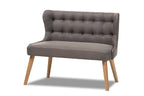 Baxton Studio Melody Tufted Wingback Loveseat In Gray And Light Brown