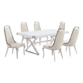 Best Quality Furniture D440/1-Sc310-7 Dining Set, 7 Piece, Cream/Silver