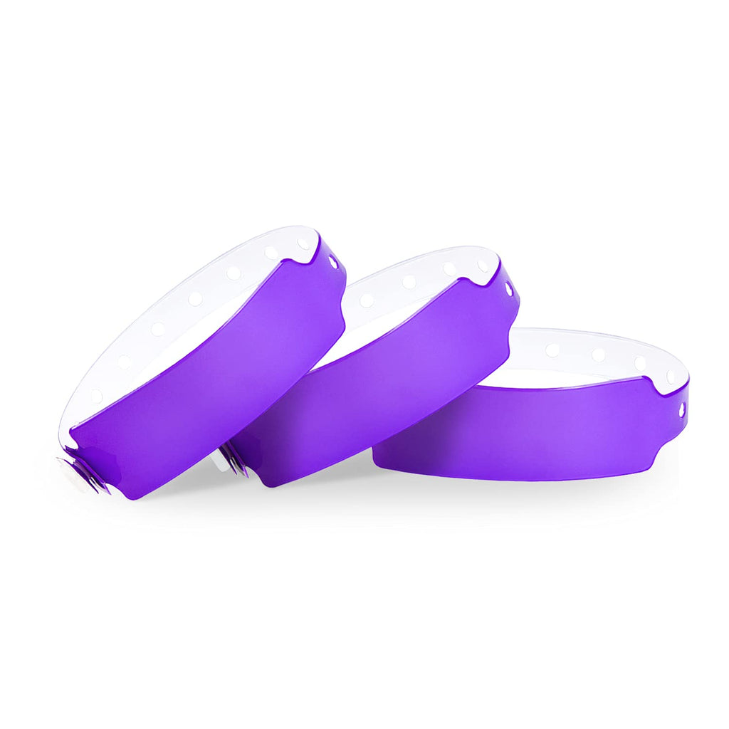 Wristall Neon Purple Plastic Wristbands 100 Pack - Colored Wristbands For Events, Vinyl Wrist Bands Of Party Custom Plastic Brac