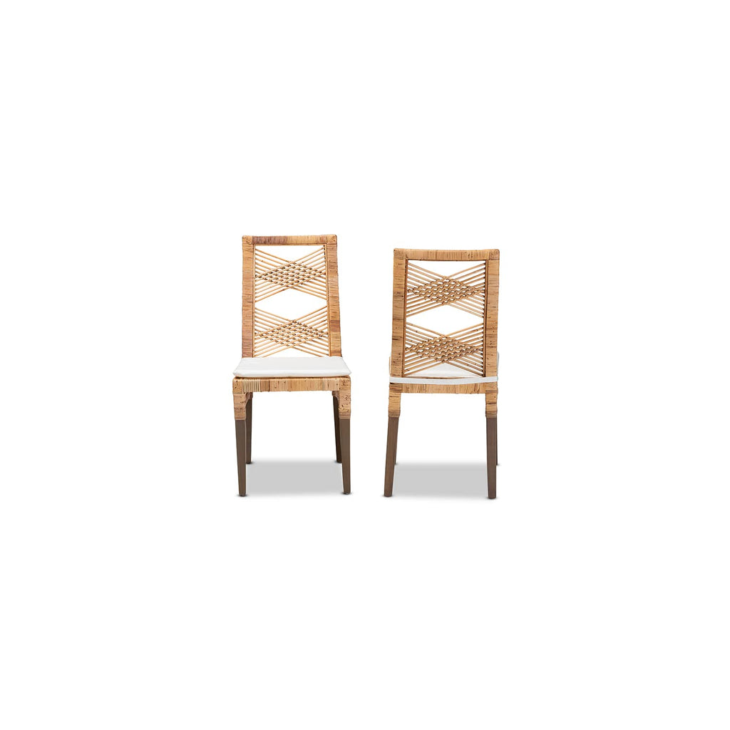 Baxton Studio Poltak Modern Bohemian Natural Brown Rattan Dining Chair