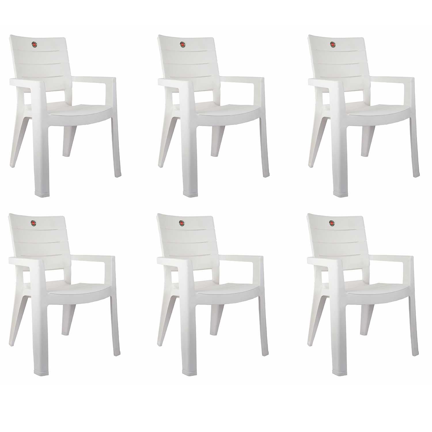 Cello Jordan Plastic High Back Armchair, Set Of 6(White)