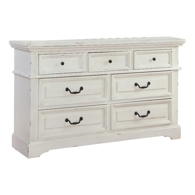 American Woodcrafters Stonebrook 7-Drawer Antique White Wood Dresser