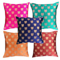 Pink Parrot Art Silk Cushion Cover 16X16 Inch Set Of 5 Pcs