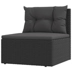 vidaXL Black Patio Middle Sofa - Weather-Resistant Poly Rattan Material, Robust Steel Frame, Modular Design, Comfortable Seat and Back Cushions