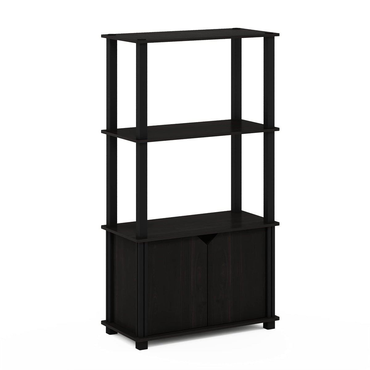 Furinno Brahms 4-Tier Multipurpose Bookcase/Bookshelf/Display Shelf/Display Rack with Door, Espresso/Black