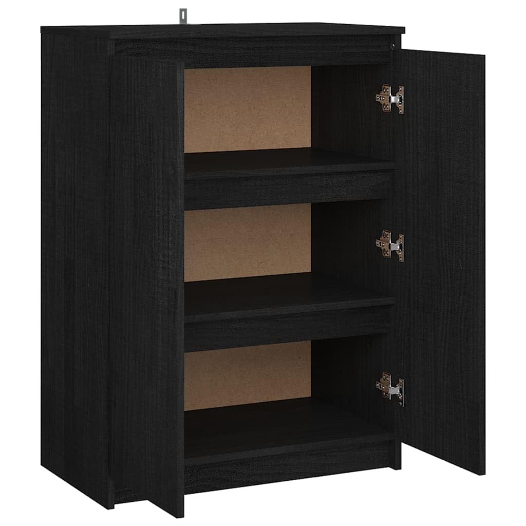 vidaXL Sideboard Black 23.6&quot;x14.2&quot;x33.1&quot; Solid Pinewood