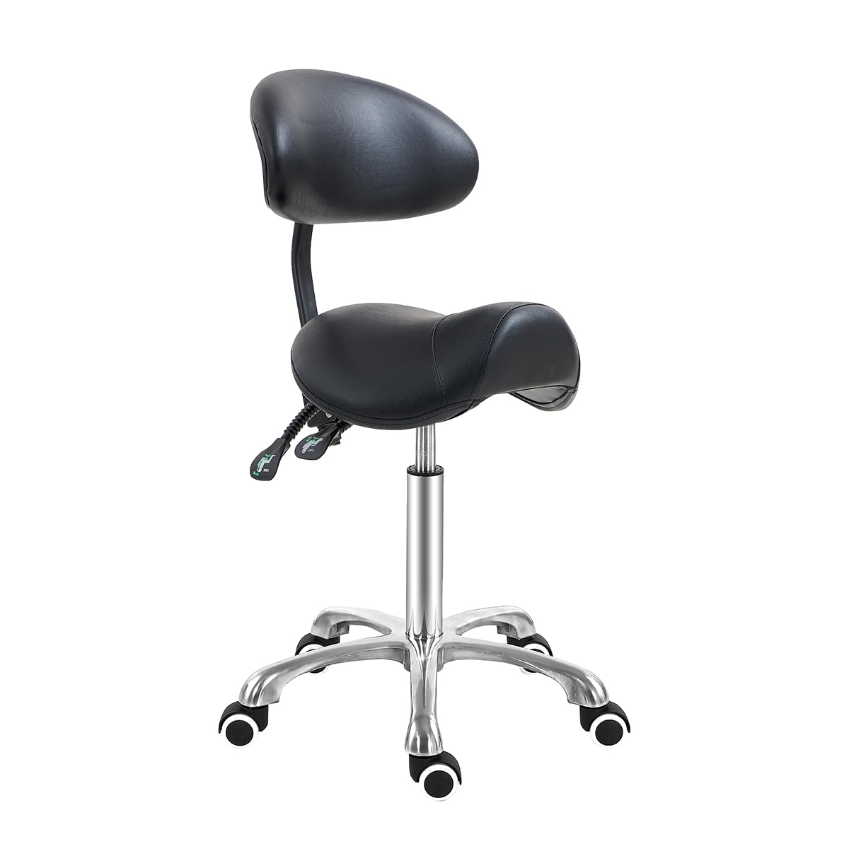 Antlu Saddle Stool Chair with Back Support, Ergonomic Esthetician Stool Chair for Salon Tattoo Spa Medical Dentist Clinic (with 