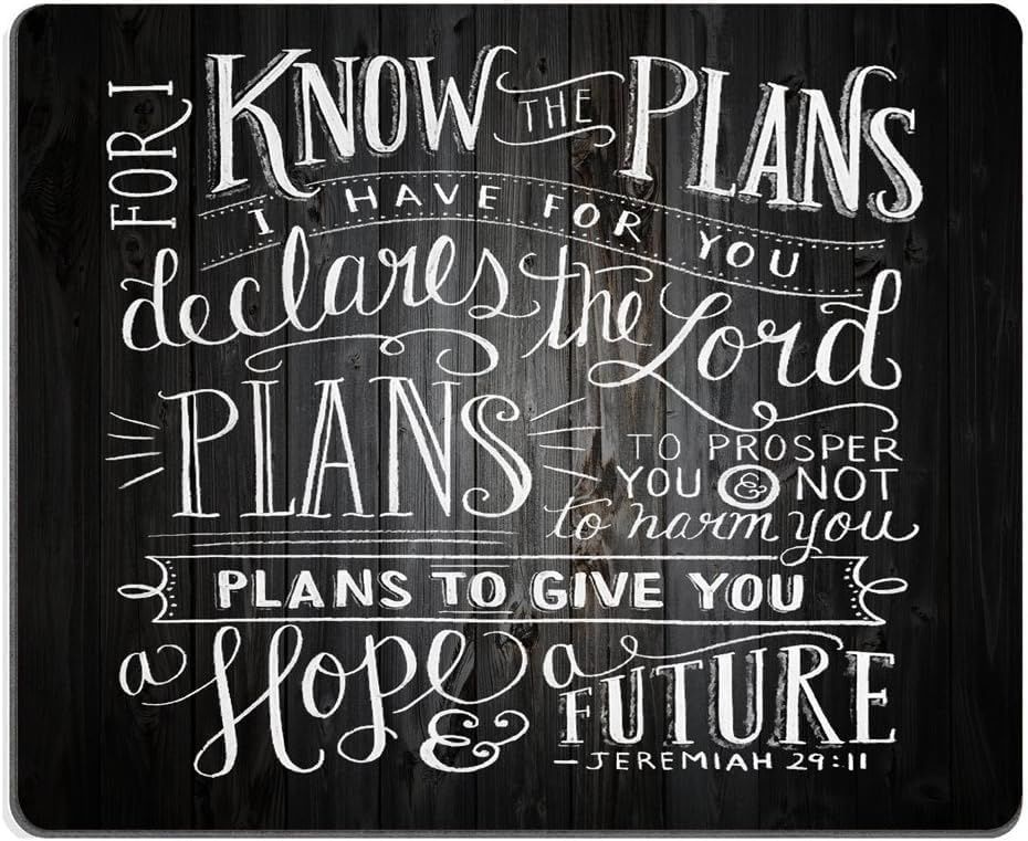 Wknoon Vintage Bible Verse Scripture Quotes Rustic Black Wood Mouse Pad, For I Know The Plans I Have For You Declares The Lord I