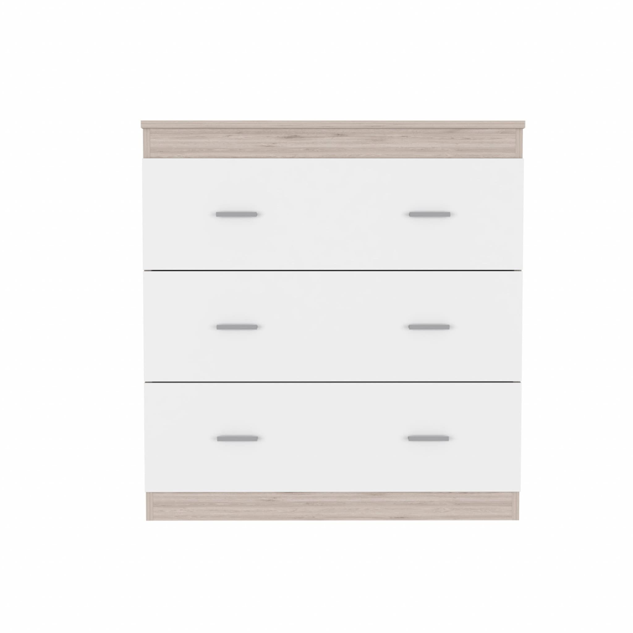 HomeRoots Particle Board 33' Light Gray and White Three Drawer Dresser