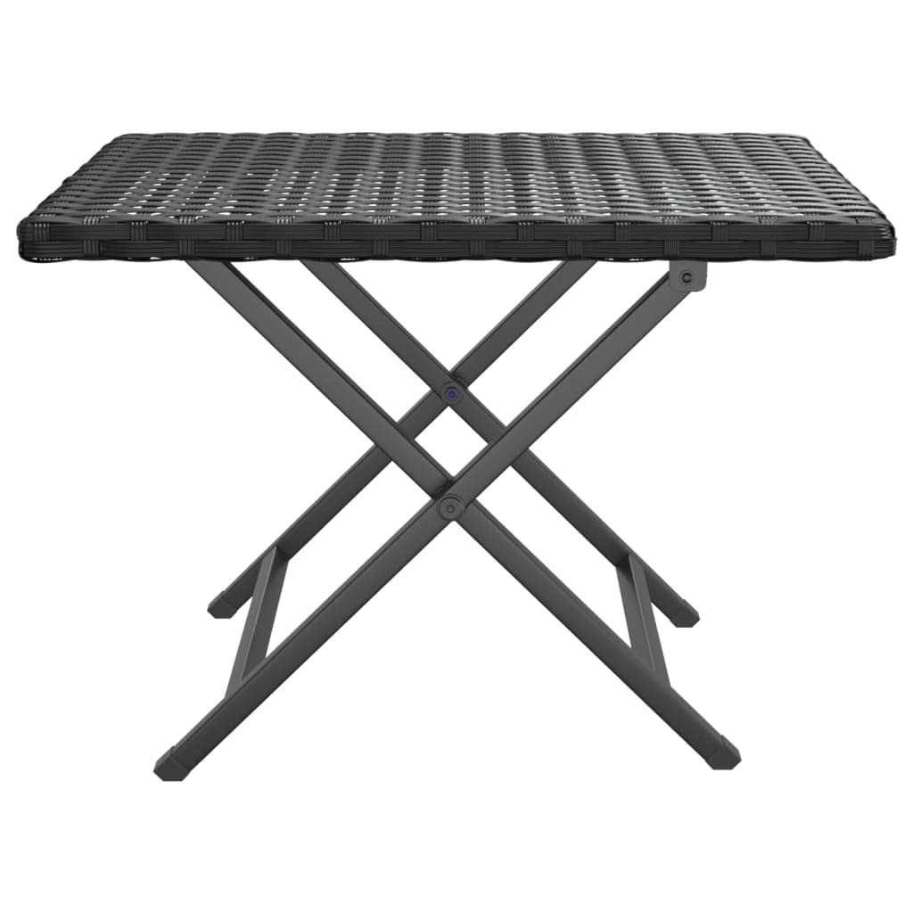 vidaXL Folding Table - Poly Rattan, Black, 17.7"x13.8"x12.6", Foldable Garden/Patio/Balcony Furniture
