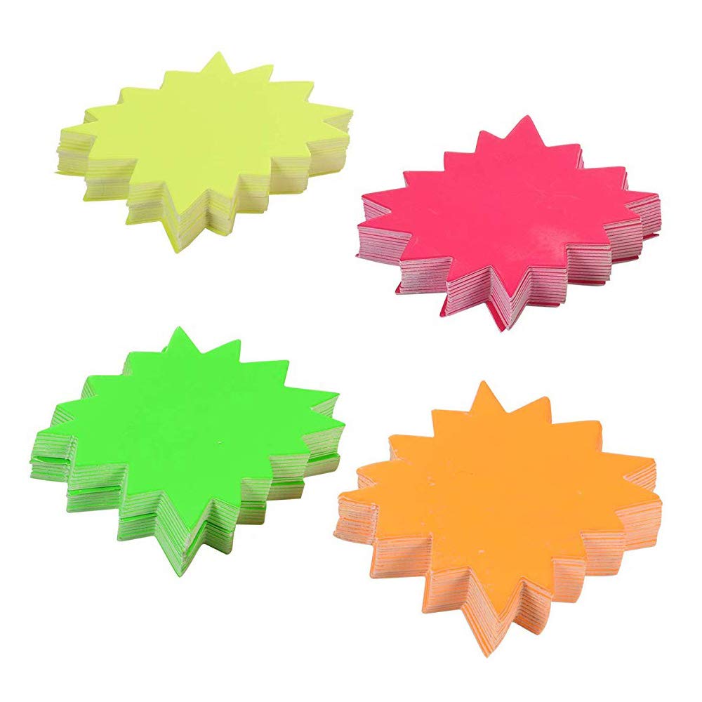 Ytykinoy 200 Pieces Fluorescent Promotion Retail Sale Signs Starburst Signs Bright Paper Signs