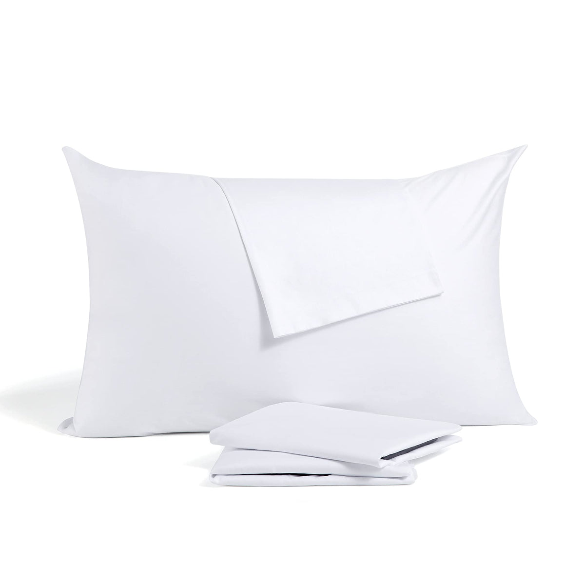 Sleep Better With White Cotton Pillowcases Set Of 4 - Queen Size Pillow Cases With Zipper 400 Thread Count Cooling & Breathable