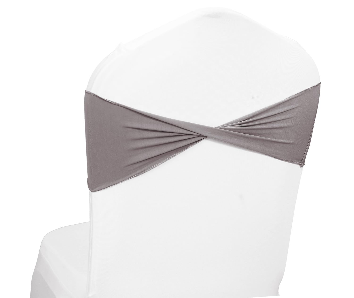 Mds Pack Of 10 Spandex Chair Sashes Bow Sash Elastic Chair Bands Ties Without Buckle For Wedding And Events Decoration Spandex Slider Sashes Bow - Silver Gray