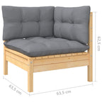 vidaXL 12-Piece Patio Lounge Set - Solid Pinewood Frame, Square Shape, Gray Cushions for Garden, Outdoor, Deck