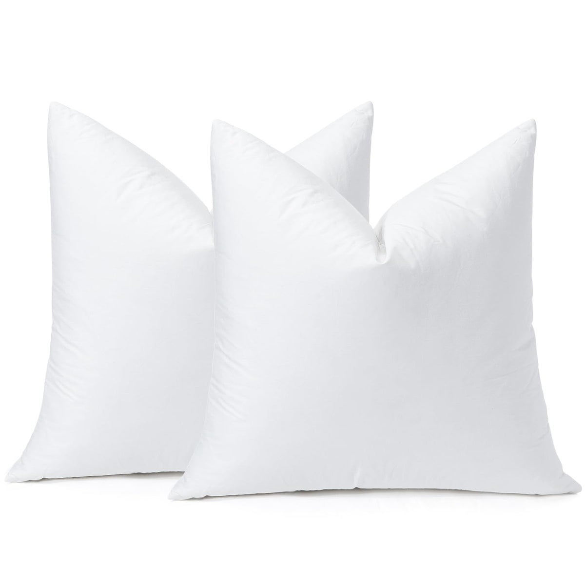 Otostar Pack Of 2 Down And Feather Throw Pillow Inserts, 16 X 16 Soft Fluffy Square Pillow Inserts With 100% Cotton Cover Decora