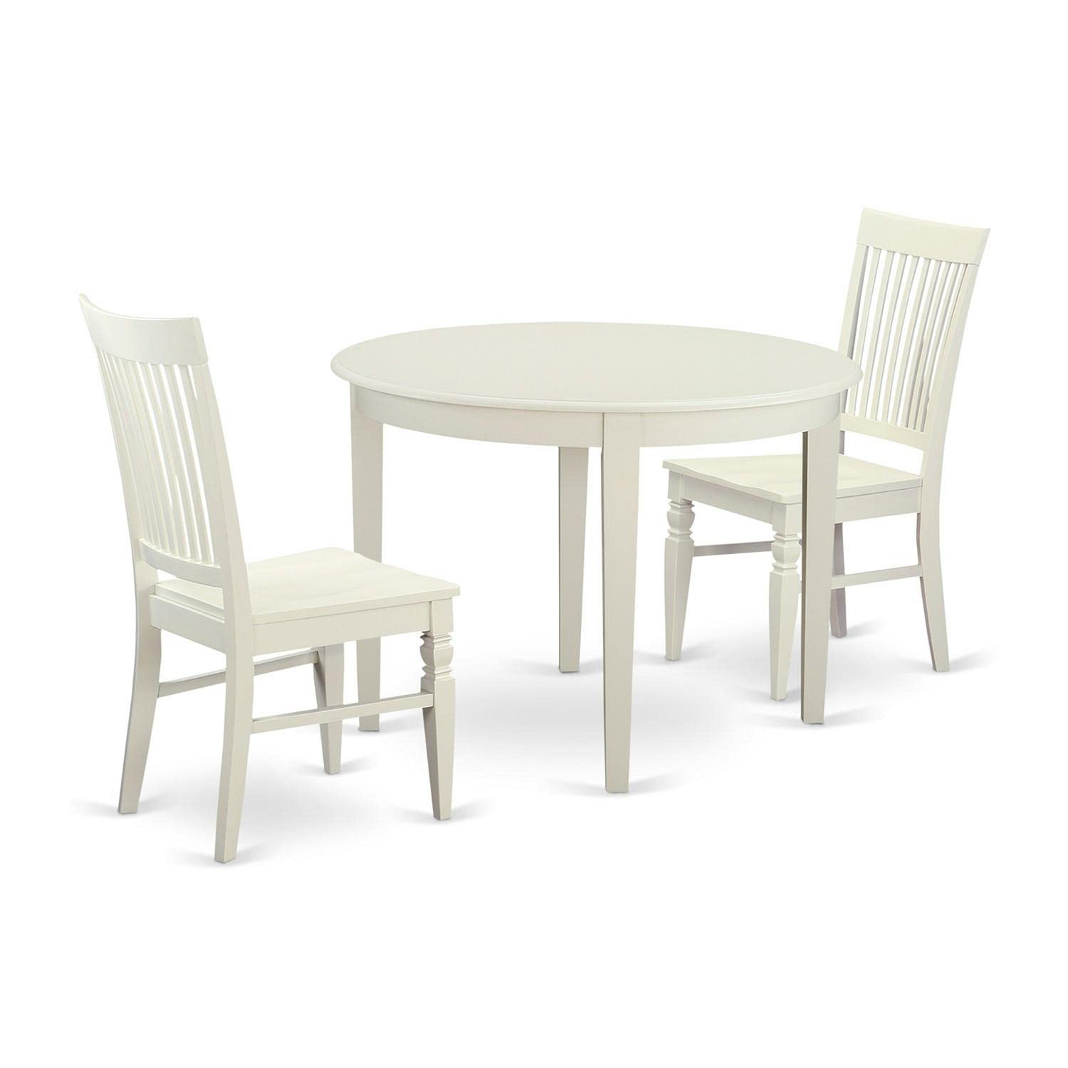 East West Furniture Bowe3-Whi-W 3 Pc Table And Chair Set For 2-Dinette Table And 2 Kitchen Chairs
