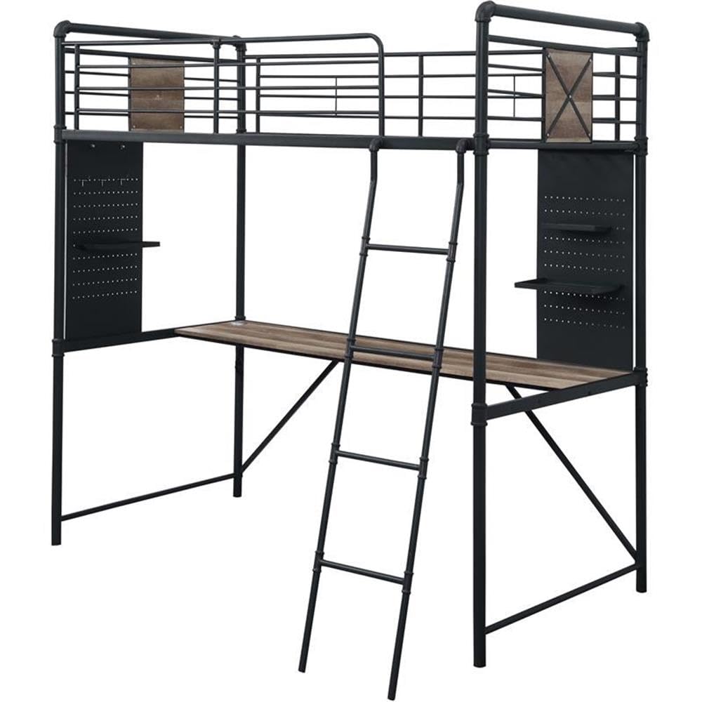 Acme Cordelia Metal Twin Loft Bed in Sandy Black and Dark Bronze