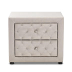 Baxton Studio Lepine Modern and Contemporary Light Beige Fabric Upholstered 2-Drawer Wood Nightstand