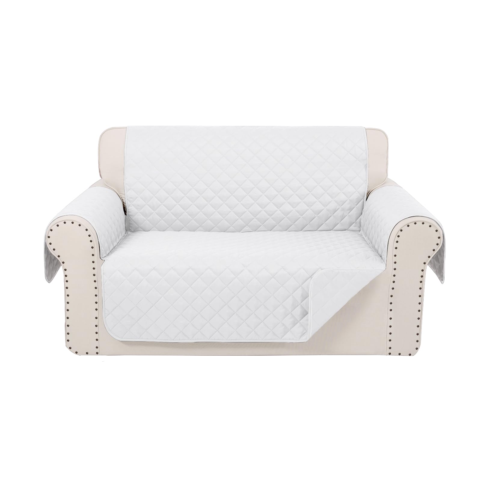 Luxshare Home Reversible Loveseat Sofa Covers Couch Cover Furniture Protector(Loveseat Small,White/White)
