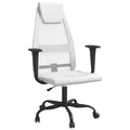 vidaXL Breathable White Mesh Fabric Office Chair with Adjustable Height and 360-degree Swivel Design and Rolling Castors