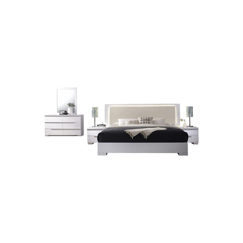 Best Master Athens 5-Piece Queen Platform Bedroom Set In White Lacquer