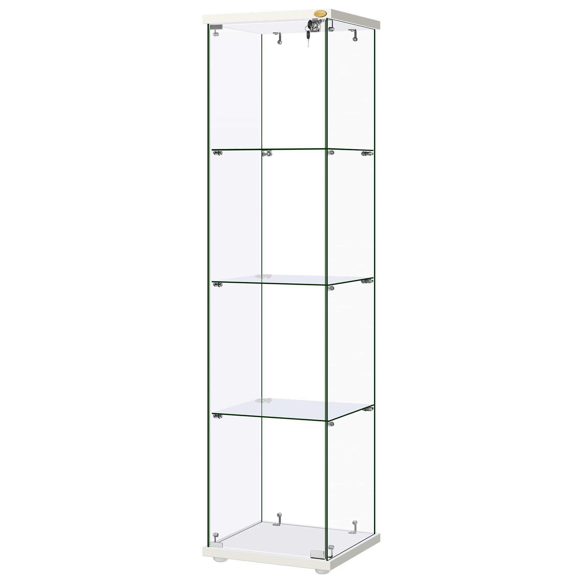 Vivohome 4 Layers 15.7''W X 15.7''D X 62.6''H Glass Display Cabinet Countertop Showcase With Lock, 5Mm Tempered Glass 25Mm Mdf Base