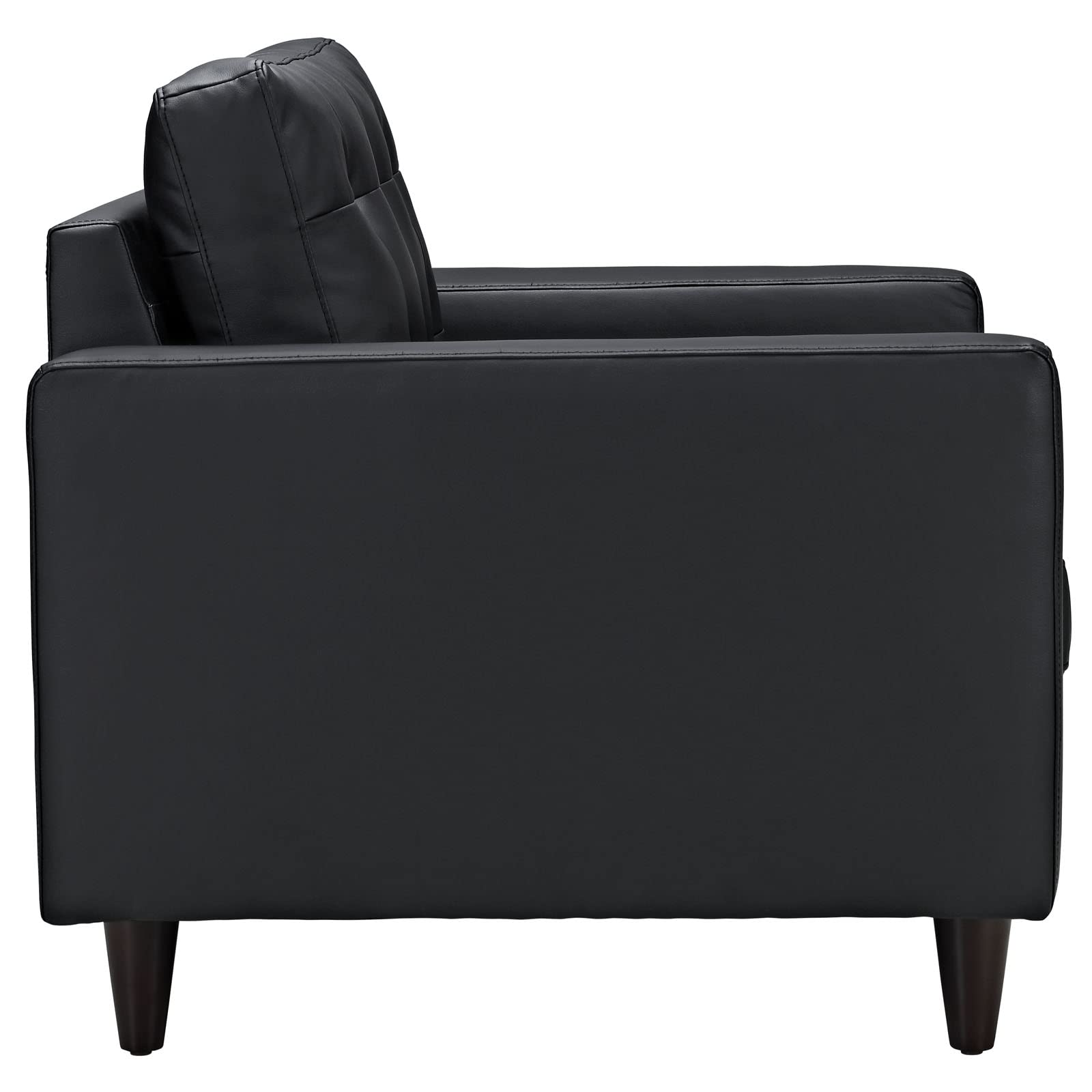 Modway Empress Mid-Century Modern Upholstered Leather Accent Arm Lounge Chair In Black