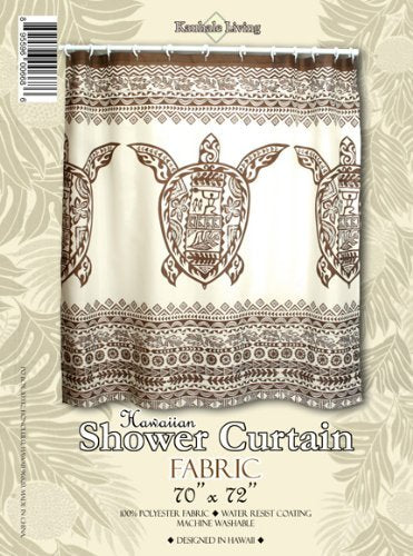 Hawaiian Fabric Shower Curtain (Big Honu Turtle) By Kauhale Living