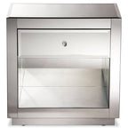 Baxton Studio Silver Hollywood Glamour Style Nightstand Bedside Table Silver/Wood Composite