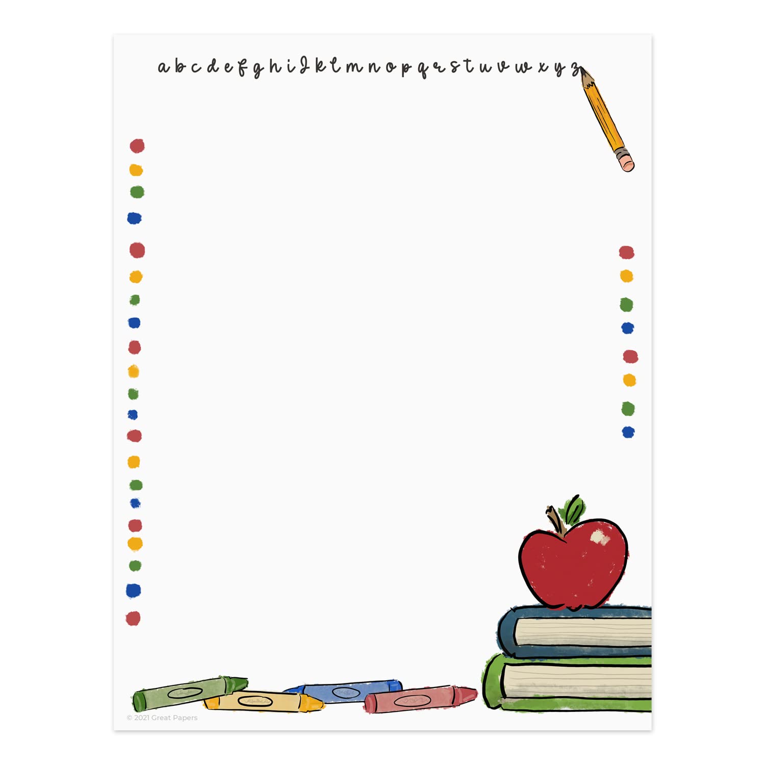 Teacher Letterhead / 50 Sheets 8.5' X 11' Whimsical Classroom Design/Colorful School Supplies Illustration/Back To School Pape