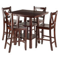 Ergode Wood Perrone High Table Set | Expandable Dining Solution | 2 Stools | Walnut Finish | Space-Saving | 160lbs Weight Limit (94554-VV)