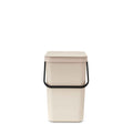 Brabantia Sort & Go Recycle Bin 6.6 Gallon/25L (Soft Beige), SpaceEfficient Recycle Container with Handle, Kitchen Garbage Can 