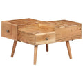 Vidaxl Solid Acacia Wood Coffee Table With 4 Drawers And Honey Finish, Unique Ic Charm, Size: 27.5inch X 23.6inch X 16.5inch