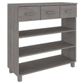 vidaXL Solid Pinewood Console Table HAMAR with Shelves and Drawers, Light Gray - Ideal for Living Room and Hallway