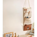 Istore OverDoor 4Pocket Linen Cotton Hanging Organizer  Wall Mount Storage Bag For Closet Bedroom Bathroom  Waterproof File & 