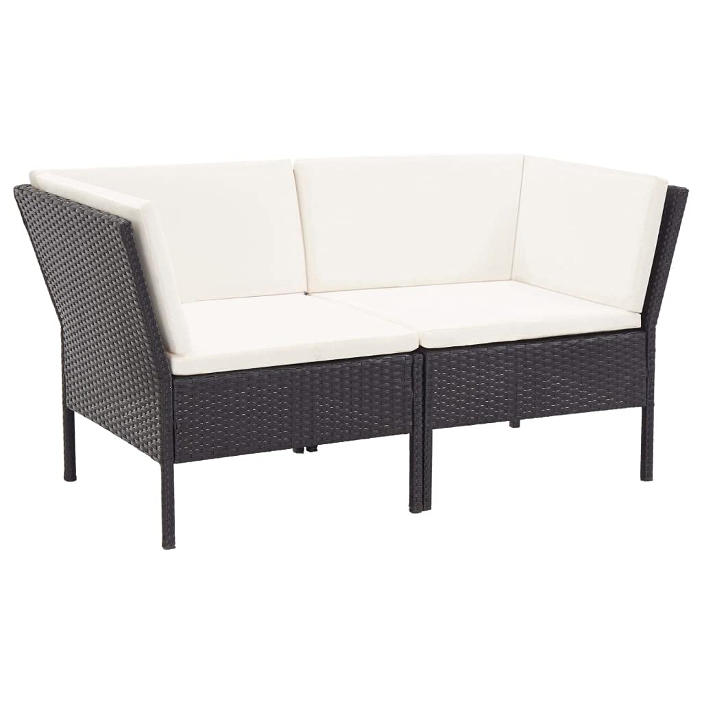 vidaXL 6-Piece Outdoor Patio Lounge Set with Cushions - Poly Rattan - Black - Durable Garden Furniture - Adjustable Layouts - Comfortable Seating - Assembly Required
