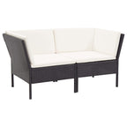 vidaXL 6-Piece Outdoor Patio Lounge Set with Cushions - Poly Rattan - Black - Durable Garden Furniture - Adjustable Layouts - Comfortable Seating - Assembly Required