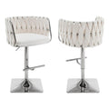 Best Quality Furniture Adjustable Cream Velvet Barstools With Square Chrome Base (Set Of 2)