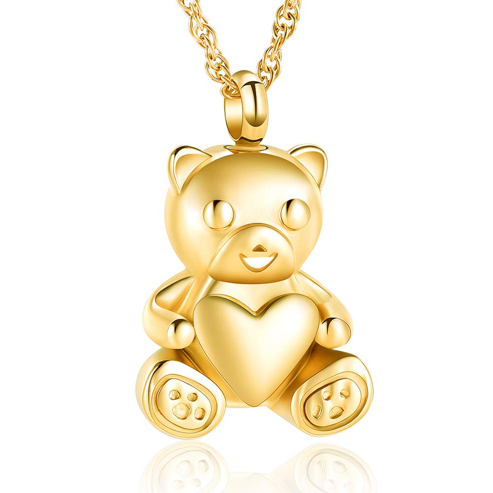 Cremation Jewelry Urn Nekclaces For Ashes For Women Gilrs Teddy Bear Keepsake Memorial Necklace For Human Pet Baby Ashes