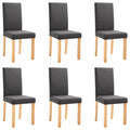 vidaXL Dining Chairs 6 Pcs, Side Chair with Solid Wood Legs, Accent Dining Chair for Home Kitchen Living Room Bedroom, Dark Gray Fabric