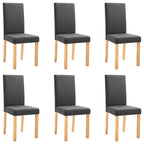vidaXL Dining Chairs 6 Pcs, Side Chair with Solid Wood Legs, Accent Dining Chair for Home Kitchen Living Room Bedroom, Dark Gray Fabric