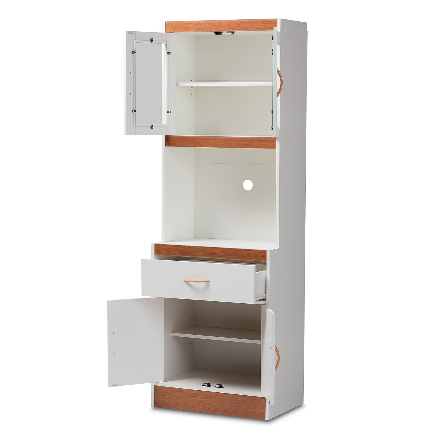 Baxton Studio Laurana Kitchen Storage Cabinet and Hutch - Thumbnail 4