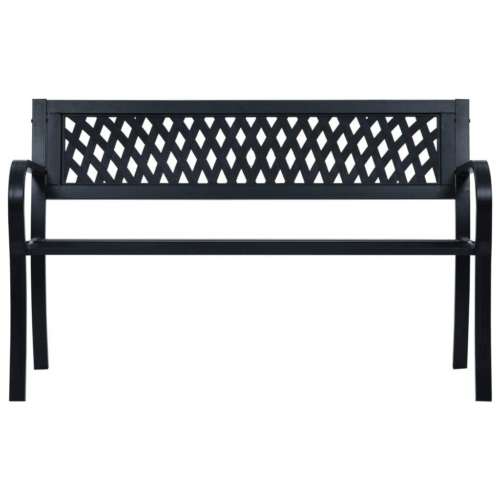 vidaXL Patio Bench with Comfortable Backrest - Long-Lasting Durable Steel Frame and Plastic - Perfect for Garden, Patio, and Outdoor Spaces - Black