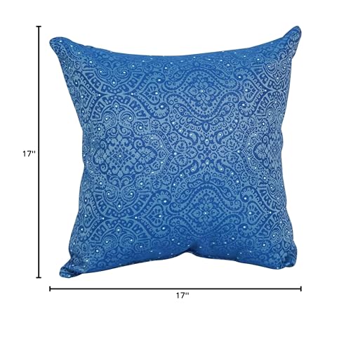 Blazing Needles Square Polyester Jacquard Throw Pillow, 17", Mabul Aegean
