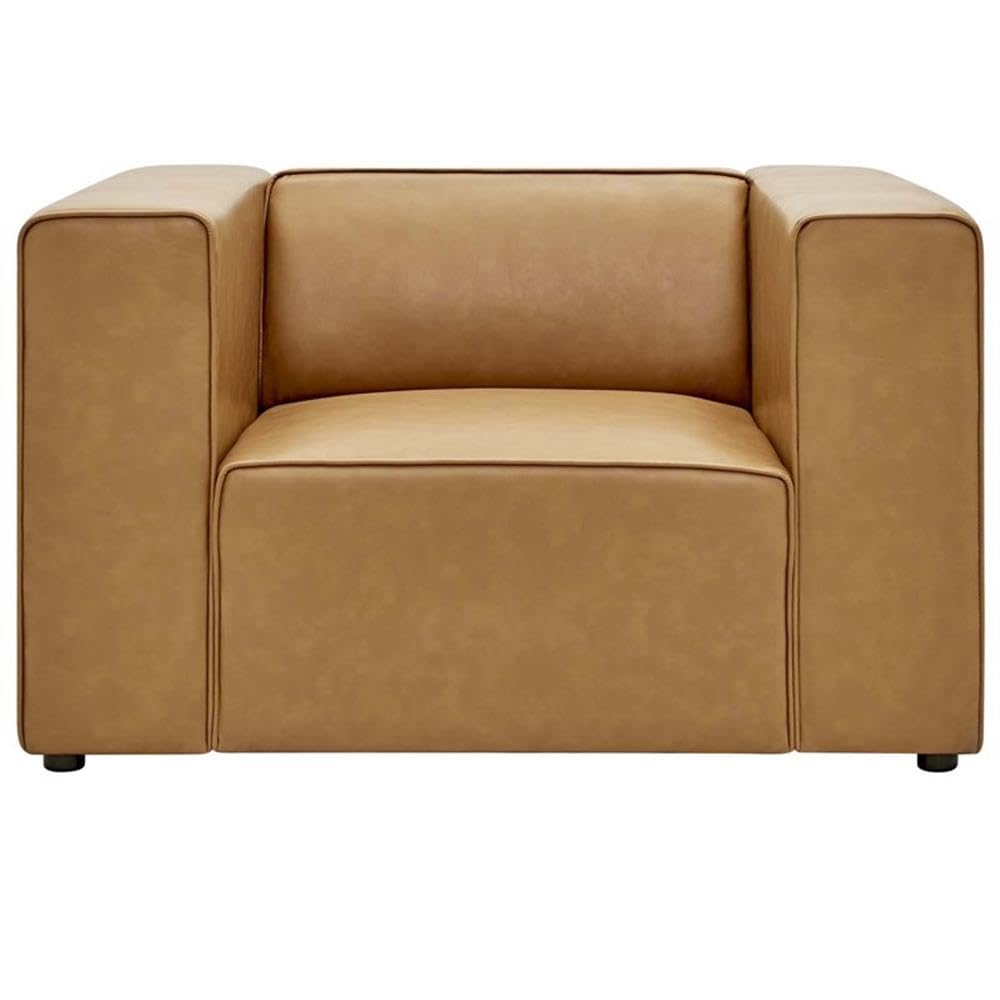 Modway Mingle Vegan Leather Lounge Armchair, Tan