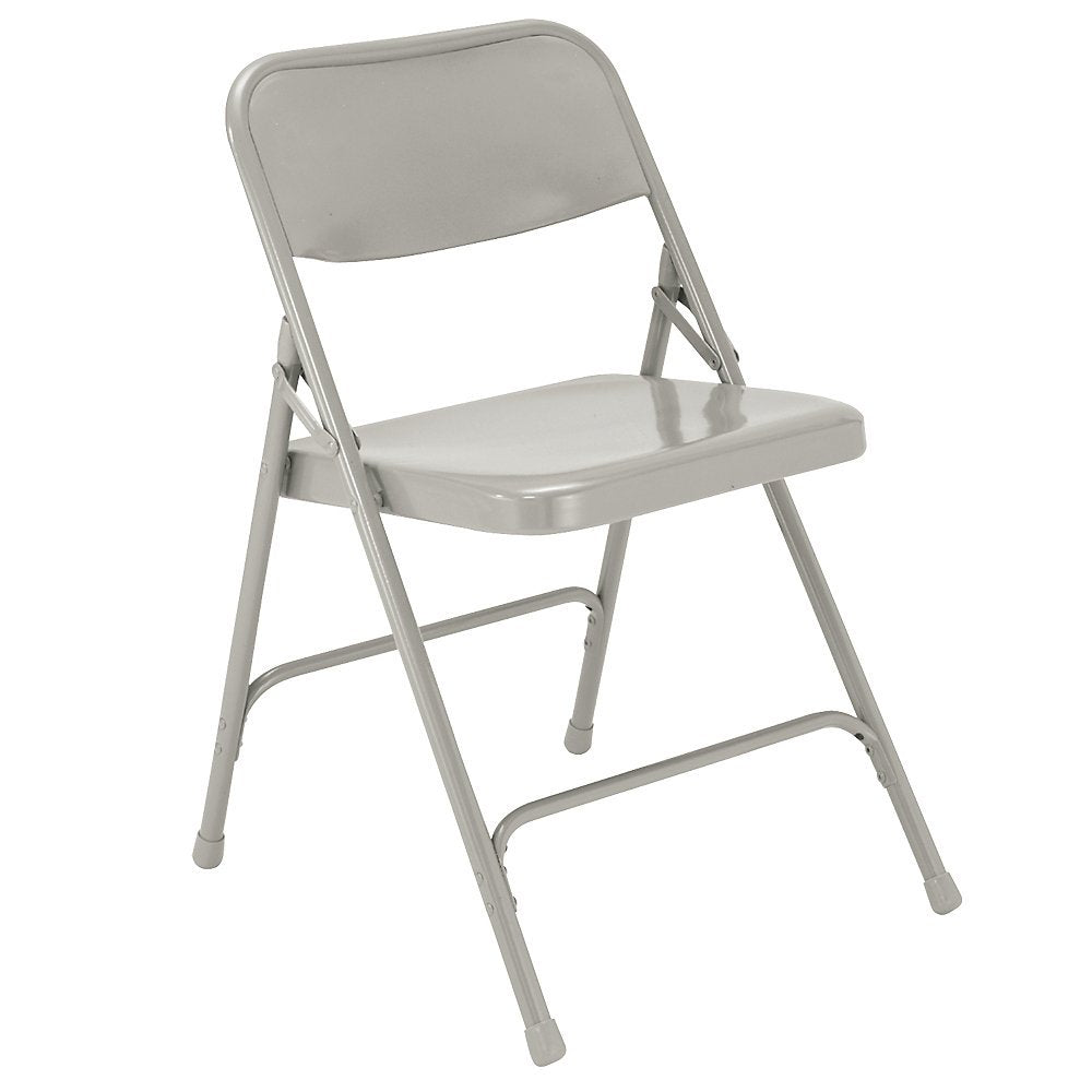 National Public Seat Home Office Decorative Premium All-Steel Folding Chair Grey - 4 Pack