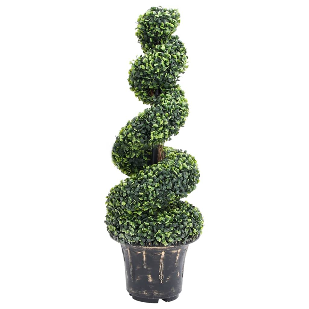 vidaXL Artificial Boxwood Spiral Plant - Weather-Resistant Polyethylene, Green, Ideal for Indoor and Outdoor Settings, Eye-catching Spiral Shape, No Assembly Required