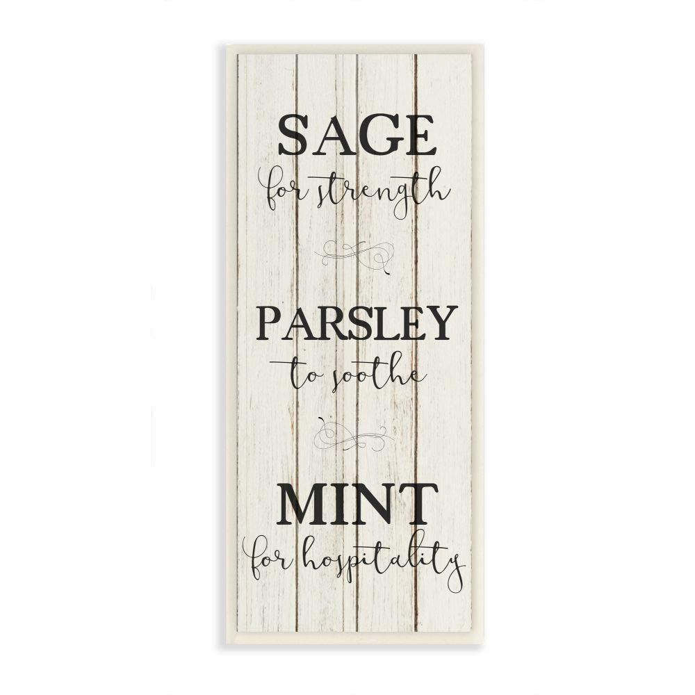 Stupell Industries Sage Herb Kitchen Dining Room Wood Textured Word Design Wall Plaque, 7 x 17, Multi-Color