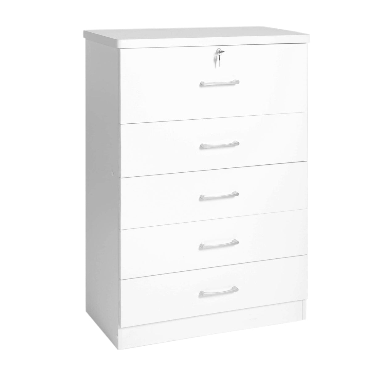 Better Home Products 5 Drawer Chest; Storage Dresser With Lock - Requires Assembly. (5927 White)